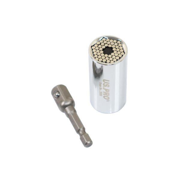 US PRO 3/8" DR Multi Fit Universal Gripper Socket 7-19mm & Adapter 3956