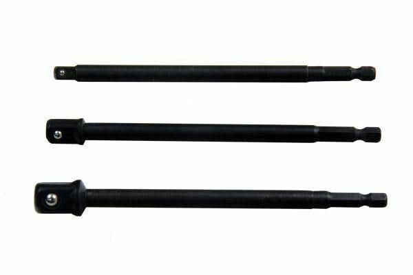 US PRO 3pc 150mm Drill Socket Adapter Set Hex - 1/4" 3/8" 1/2" Square Drive 3314