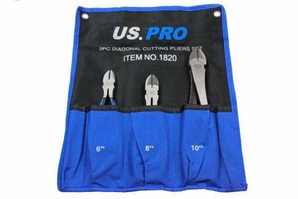 US PRO 3pc Diagonal Side Cutting Plier Set 6", 8", 10" 1820