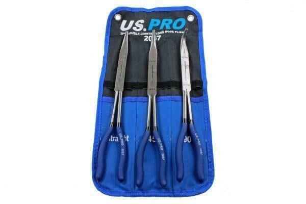 US PRO 3PC Double Jointed Long Nose Pliers 2057