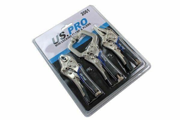 US PRO 3pc Grip Handles Mini locking Clamp & Pliers Set 2061