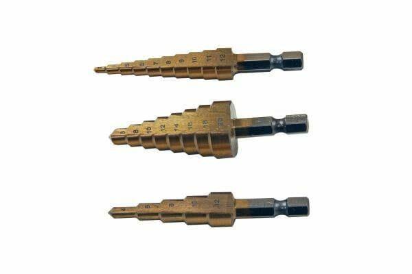 US PRO 3pc HSS Step Drill Titanium Coated Hex Shank 2603