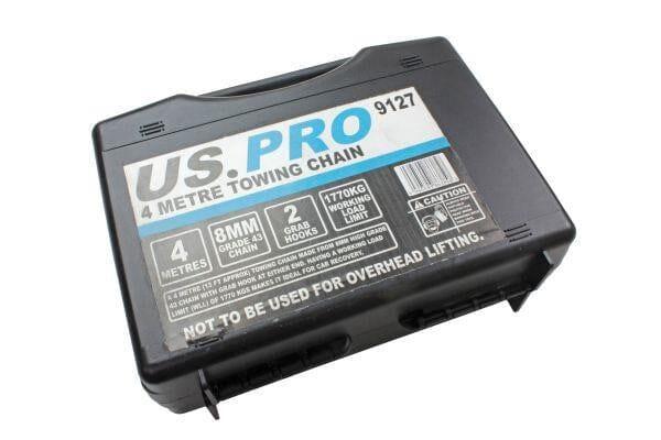 US PRO 4 Meter Steel Heavy Duty Towing Chain With Hooks 1770KGS 9127