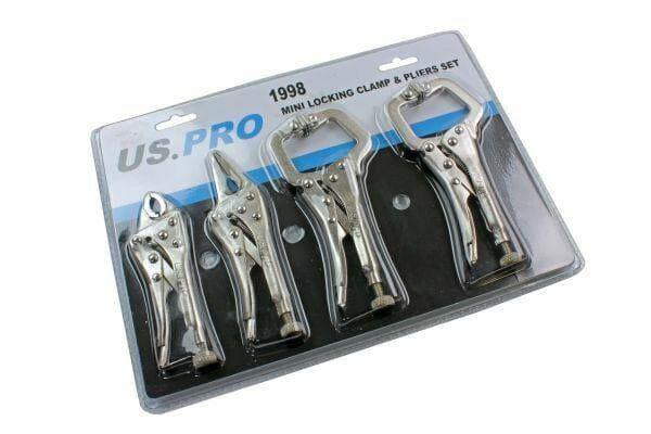 US PRO 4 Piece Welding Mini Vice Locking C Clamps & Pliers Mole Grips 1998