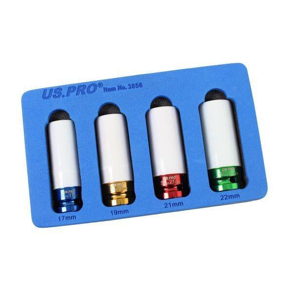 US PRO 4PC 1/2" DR Alloy Wheel Impact Sockets 17mm, 19mm, 21mm & 22mm 3856