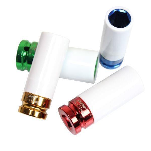 US PRO 4PC 1/2" DR Alloy Wheel Impact Sockets 17mm, 19mm, 21mm & 22mm 3856