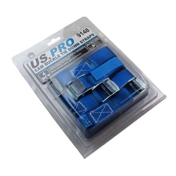 US PRO 4pc Cam Buckle Tie Down Straps Lorry Lashing Roof Rack Trailers 9148