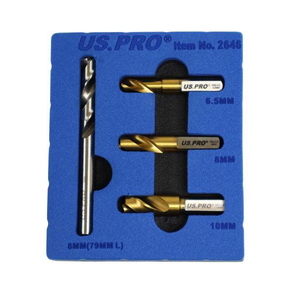 US PRO 4PC HSS Cobalt Spot Weld Drill Set 6.5mm 8mm 10mm & 8mm 2646