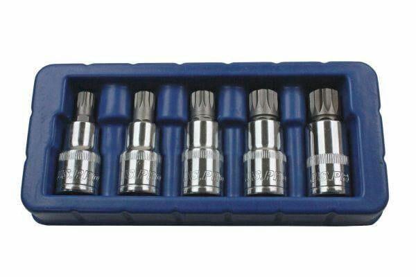 US PRO 5 Piece 1/2" Drive Spline Triple Square Bit Sockets M10 - M18 2076