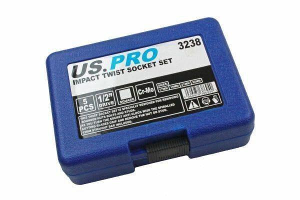 US PRO 5PC 1/2" DR Impact Twist Socket Set - Remove Rounded Nuts, Bolts & Studs 3238