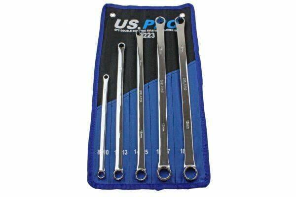 US PRO 5pc Aviation Double Ended Ring Extra Long Spanner Set 8 - 19mm 3223