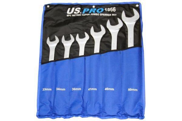US PRO 6 piece Super Jumbo Combination Spanner Set Wrench 33-50mm 1866