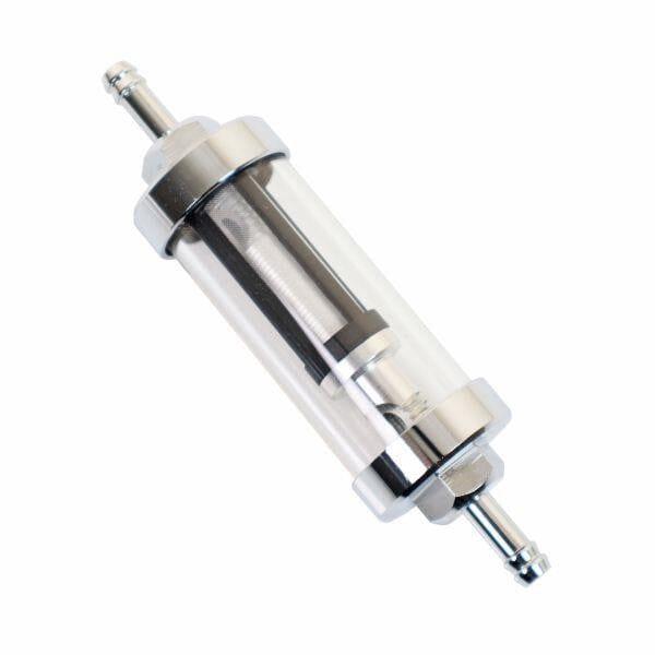 US PRO 6MM 1/4" Chrome Universal Inline Reusable Fuel Filter 6886