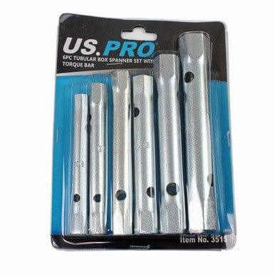 US PRO 6pc Metric Box Spanner Set / Tubular Box Spanner & Torque Bar 8-19mm 3515