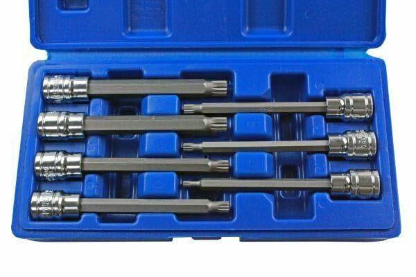US PRO 7pc 3/8"dr 110mm Long Spline Bit Socket Set 4 - 10mm 1496