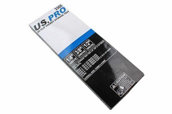 US PRO 80 Clip Metal Socket Storage Tray 1/4", 3/8", 1/2" Drive 3305