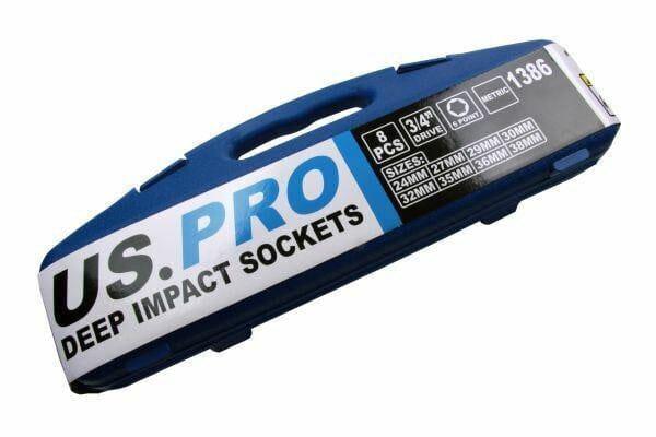 US PRO 8pc 3/4" Drive Deep Impact Sockets 24, 27, 29, 30, 32, 35, 36, 38mm 1386