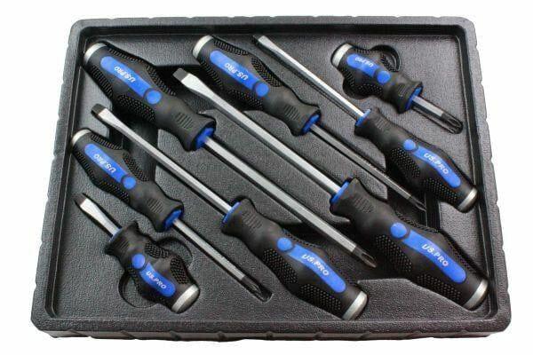 US PRO 8pc Go-Through Screwdriver Set Phillips & Slotted 1605