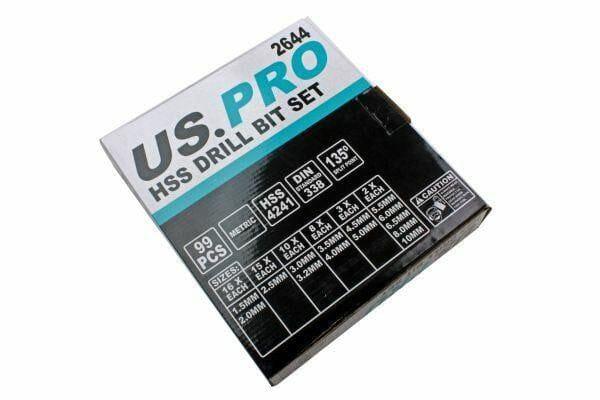 US PRO 99 Piece HSS Metric Drill Bits Set 1.5 - 10mm 2644