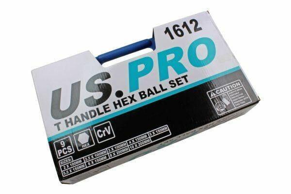 US PRO 9pc T Handle Hex Ball Set Allen Key 2mm - 10mm Ball End Hex Keys 1612