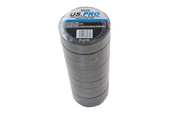 US PRO Black 19MM X 20 Meters PVC Insulation Tape X 10 9030