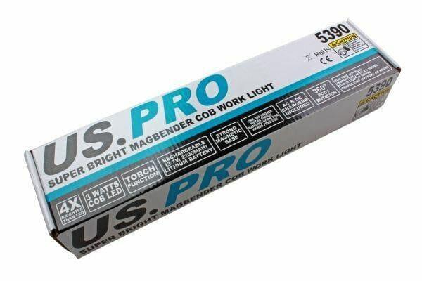 US PRO Cob Inspection Light & LED Torch Super Bright Rechargeable Magbender Body 5390