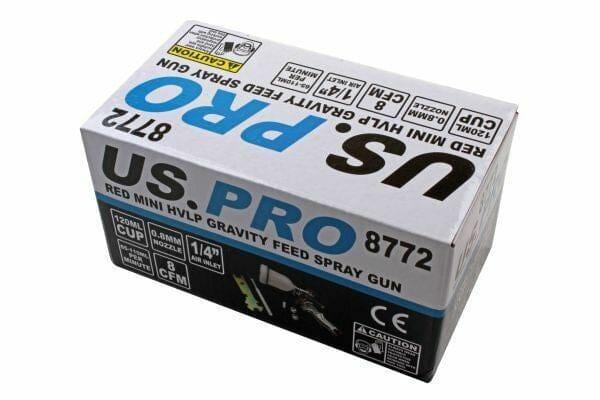 US PRO Gravity Feed HVLP Mini Spray Gun 100mm Cup 0.8mm Nozzle 8772