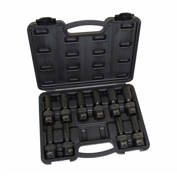 US PRO INDUSTRIAL 10pc 1/2" DR 6pt Swivel Impact Deep Wobble Socket Set 10 - 19mm 3971