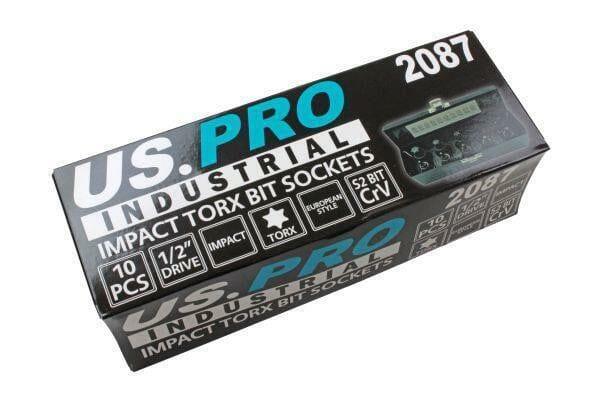 US PRO INDUSTRIAL 10pc 1/2"Dr Impact Torx Bit Socket Set T20 - T70  2087