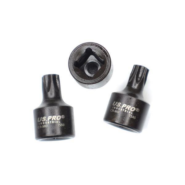 US PRO INDUSTRIAL 10PC 1/4" 3/8" DR Stubby Impact Tamper Star Torx Bit Sockets 3966