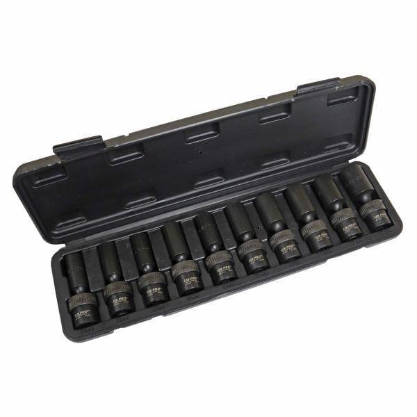 US PRO INDUSTRIAL 10pc 3/8" DR 6pt Swivel Impact Deep Wobble Socket Set 10 - 19mm 3970