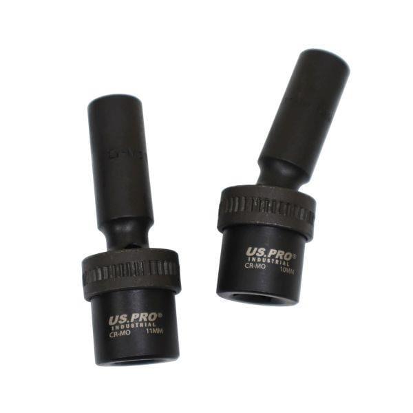 US PRO INDUSTRIAL 10pc 3/8" DR 6pt Swivel Impact Deep Wobble Socket Set 10 - 19mm 3970