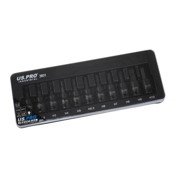 US PRO INDUSTRIAL 11PC 3/8” DR Impact Hex Bits Sockets H2 to H10 S2 Steel 3931