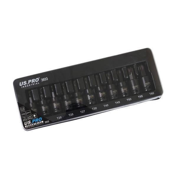 US PRO INDUSTRIAL 11PC 3/8" DR Impact Torx Star Bit Sockets Set T10 - T60 3933