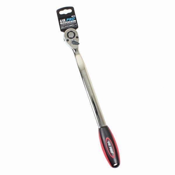 US PRO INDUSTRIAL 1/2" Dr 72T Tooth Extra Long Curved 380mm Ratchet Handle 4212