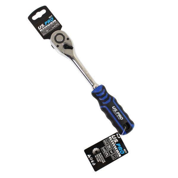 US PRO INDUSTRIAL 1/2" DR 90T Ratchet With Straight Handle With Grip 4217