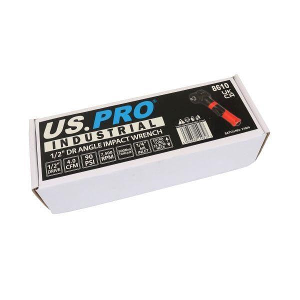 US PRO INDUSTRIAL 1/2" dr Air Angle Impact Wrench 500nm 370ft-lb 8610