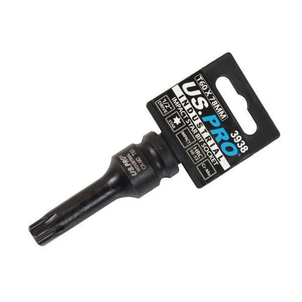 US PRO INDUSTRIAL 1/2" DR Impact Star/Torx Bit Socket T60 x 78mm 3938