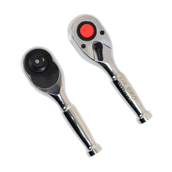 US PRO INDUSTRIAL 1/2" Drive 90T Stubby ratchet With Straight Metal Handle 4223