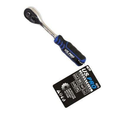 US PRO INDUSTRIAL 1/4" dr 90T Ratchet With Straight Handle With Grip 4215