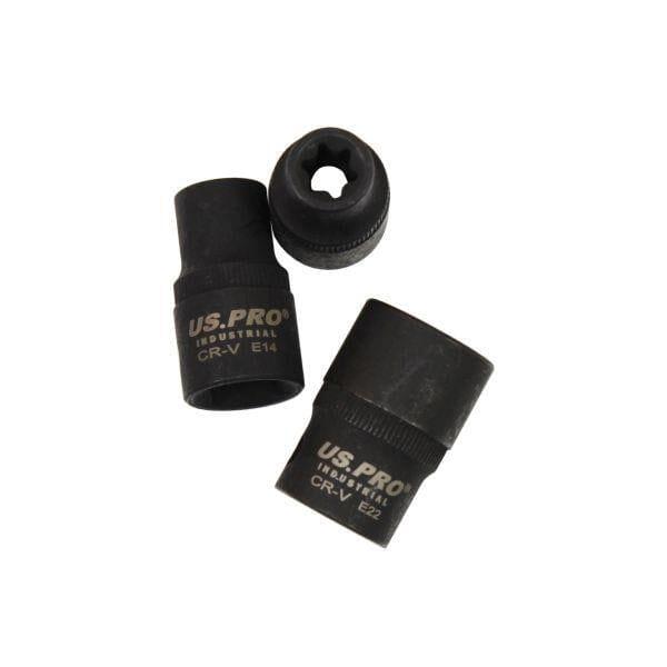 US PRO INDUSTRIAL 18pc 3/8" & 1/2" dr Impact E-Torx E-Star Sockets Set E5 - E24 3919