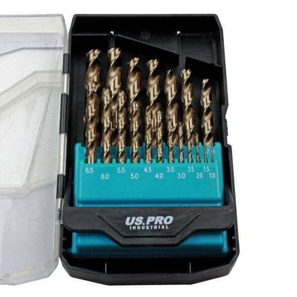 US PRO INDUSTRIAL 19pc HSS Cobalt Metric Drill Bit Set 1 - 10mm 2643