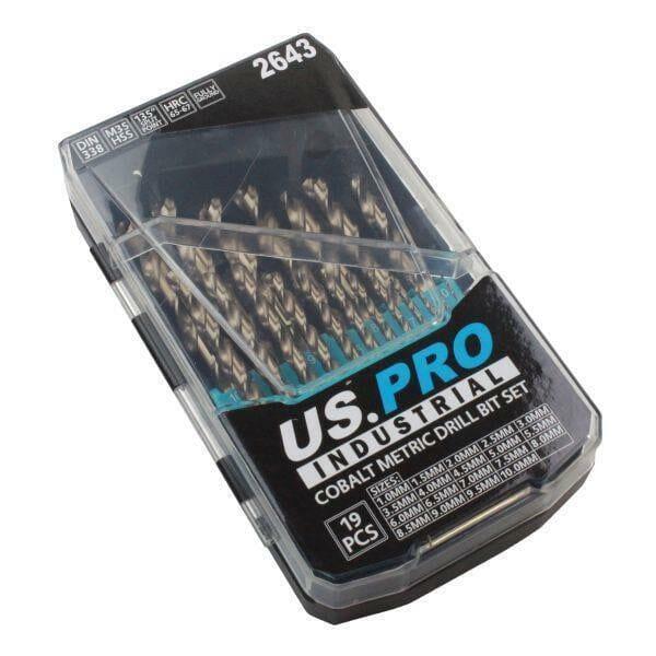 US PRO INDUSTRIAL 19pc HSS Cobalt Metric Drill Bit Set 1 - 10mm 2643