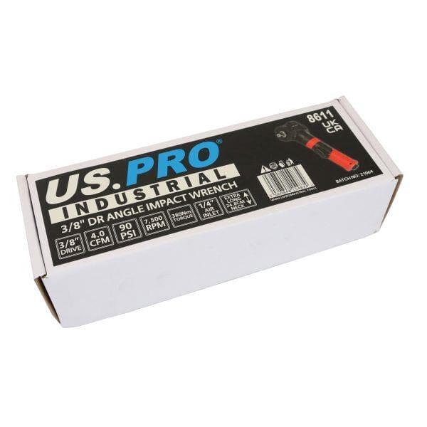 US PRO INDUSTRIAL 3/8" dr Air Angle Impact Wrench 380nm 280ft-lb 8611