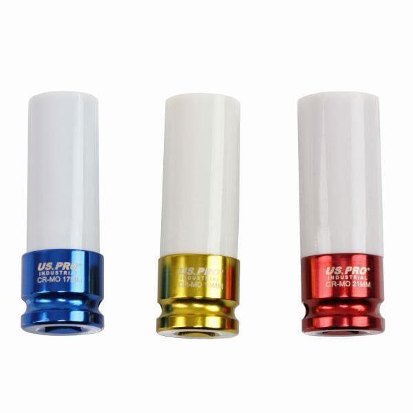 US PRO INDUSTRIAL 3PC 1/2" DR Anti-slip Alloy Wheel Impact Socket Set 3855