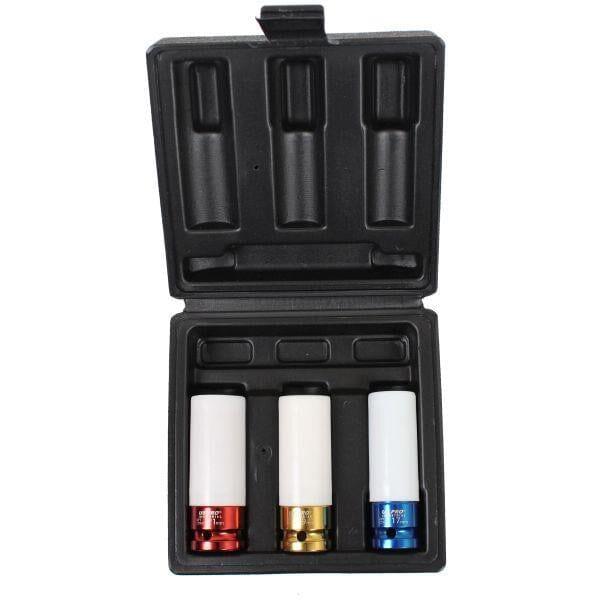 US PRO Industrial 3pc 1/2" DR Deep Impact Sockets For Alloy Wheels 17, 19 & 21mm 3857