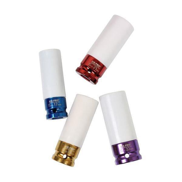 US PRO Industrial 4pc 1/2" DR Deep Impact Sockets For Alloy Wheels 17 - 22mm 3858