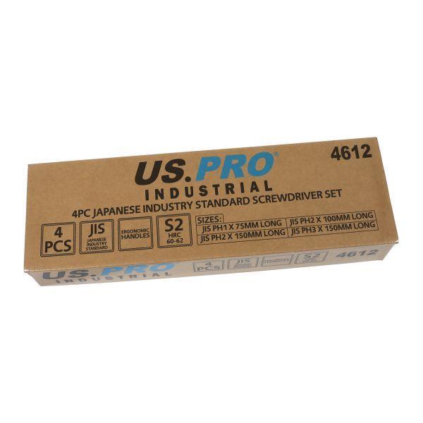 US PRO INDUSTRIAL 4PC Japanese Industry Standard Screwdriver Set JIS 4612