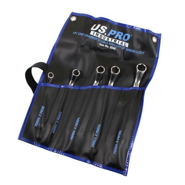 US PRO INDUSTRIAL 5PC Grip Grabber Double Ring Offset Spanner Wrench Set 3946