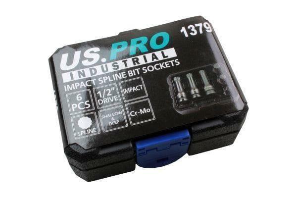 US PRO INDUSTRIAL 6PC 1/2" Dr Impact Spline Bit Sockets Shallow & Deep M14 M16 M18 1379